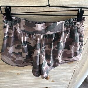 Purple Camo Lululemon Hotty Hot shorts with 4” inseam